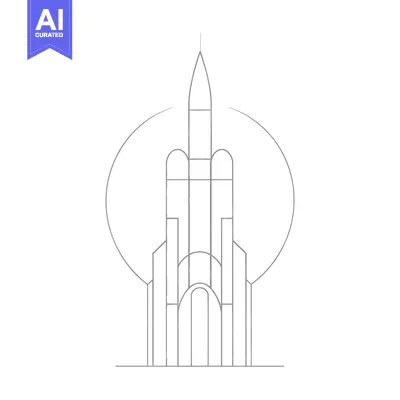 Aset premium populer: An abstract illustration of a rocket inside of a circle
