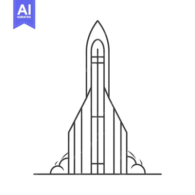 Aset premium populer: A stylized minimalist depiction of a rocket ship taking flight