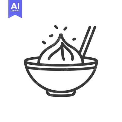 Aset premium populer: A bowl containing a dumpling with chopsticks next to it
