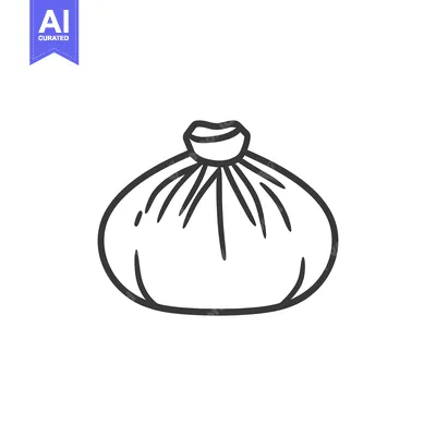 Aset premium populer: A simple line drawing depicts a closed tied pouch