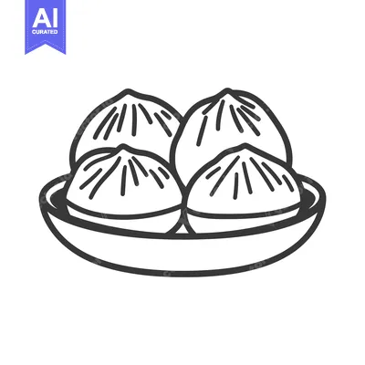 Aset desain premium: Four Steamed Dumplings Served On A Simple Round Plate