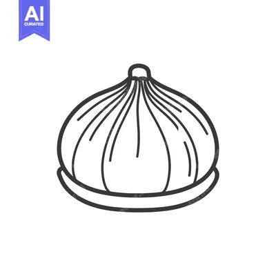 A simplistic black and white image of a garlic bulb