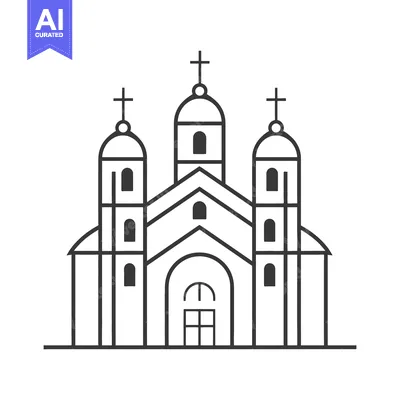 Aset desain premium: A simple linear illustration of a place of religious worship