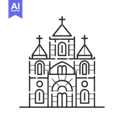 Aset desain premium: An architectural line drawing depicts the facade of a building