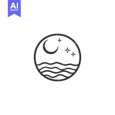 Popular premium asset: A black and white depiction of a night sky and ocean