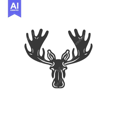 Aset desain premium: A stylized illustration shows the head and antlers of a moose