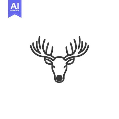 Aset premium populer: A Simple Black and White Line Drawing Depicting a Deer Head