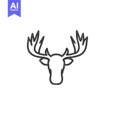 Aset desain premium: A simple outlined moose head with large antlers on display
