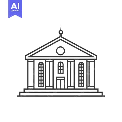 Detailed vector illustration of a classical building with pillars and