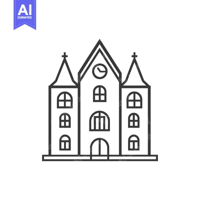 A simple vector graphic depicting an elaborate building with spires