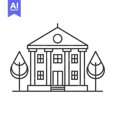 Aset premium populer: A simple black and white illustration of a large building