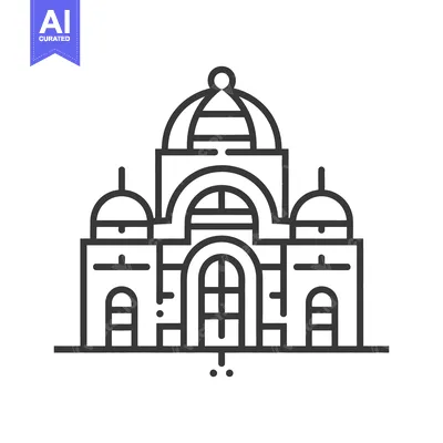Popular premium asset: Architectural illustration of a building featuring a large central dom