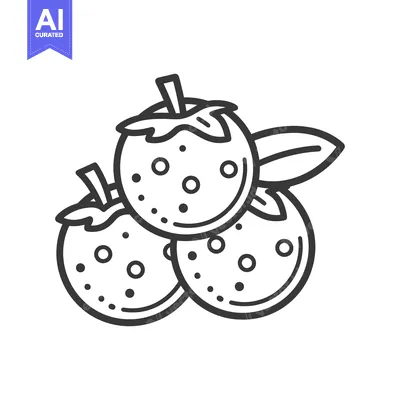 Aset premium populer: Three stylized fruits with attached leaves and stems are displayed