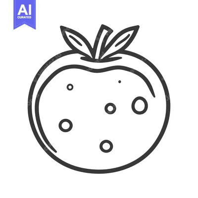 Aset premium populer: A line drawing depiction of a stylized apple fruit