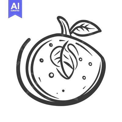 Aset desain premium: Illustrated outline of an appetizing fruit with leaves on top