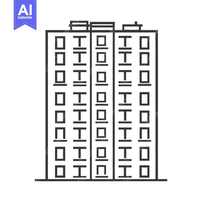 Aset premium populer: A minimalist black and white illustration of a tall building