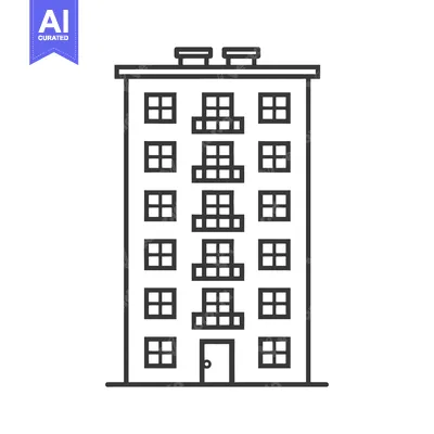 Popular premium asset: A simple illustration showing a tall apartment building with many floo