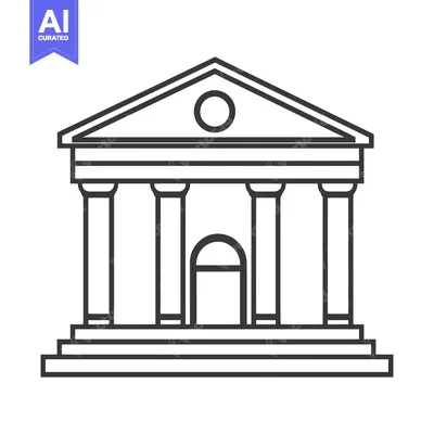 Aset premium populer: A simple illustration of a building with pillars and a roof