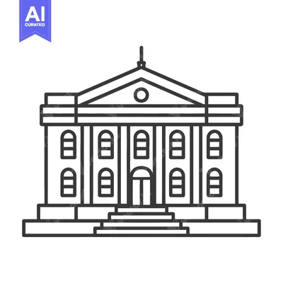 Popular premium asset: A detailed linear illustration depicting an architectural governmental