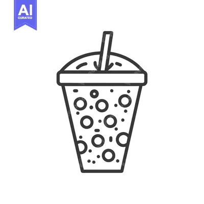 Vector illustration of a cold beverage cup with straw inside it