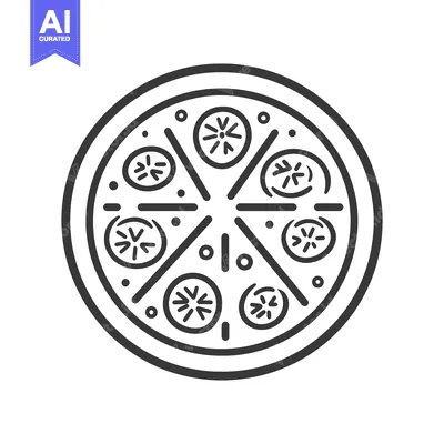 Aset desain premium: A circular graphic of a pizza divided into eight slices