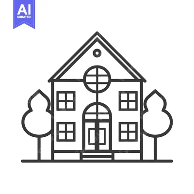 Popular premium asset: A simple black and white illustration of a residential house