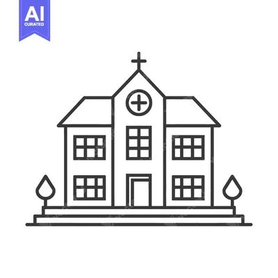 Popular premium asset: Simple monochrome building image of a church or hospital structure
