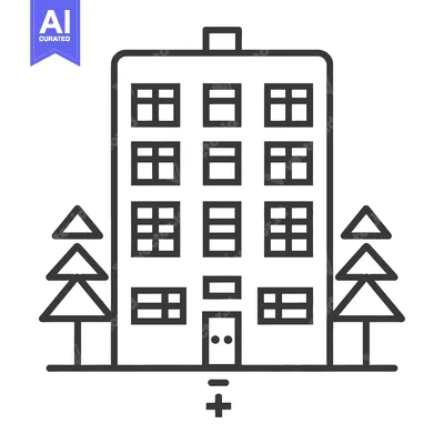 Popular premium asset: A tall building stands next to some trees in a vector illustration