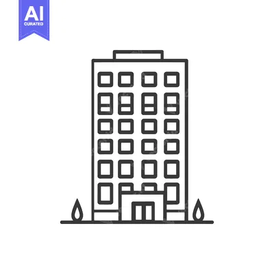 Premium design asset: Simple black and white illustration of a tall modern building