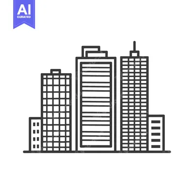 Popular premium asset: A simple outline of several tall city buildings together