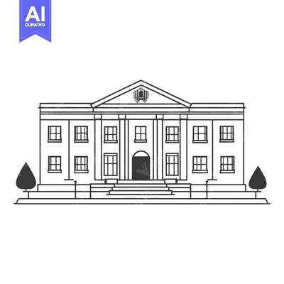 Aset desain premium: Simple illustrated architectural structure of a government building ex