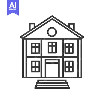 Popular premium asset: A simple black and white illustration of a residential building