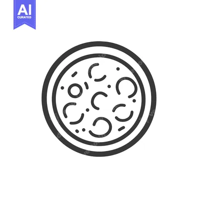 Aset premium populer: A simple black and white illustration of a round pizza pie