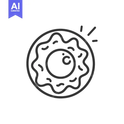 Aset premium populer: A simple line drawing illustration showing a glazed donut pastry