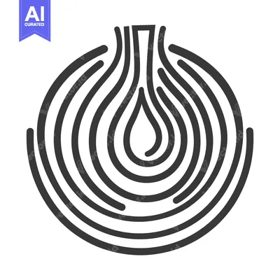 Aset desain premium: A stylized illustration of a sliced onion with concentric layers