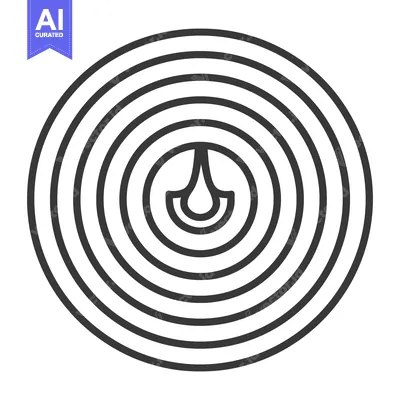 Aset premium populer: A concentric circle graphic featuring a stylized abstract drop shape