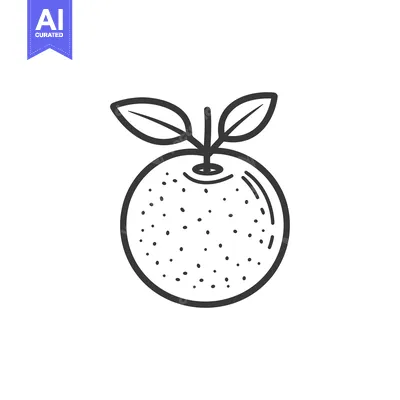 Aset premium populer: Simple black and white illustration of a fresh citrus fruit
