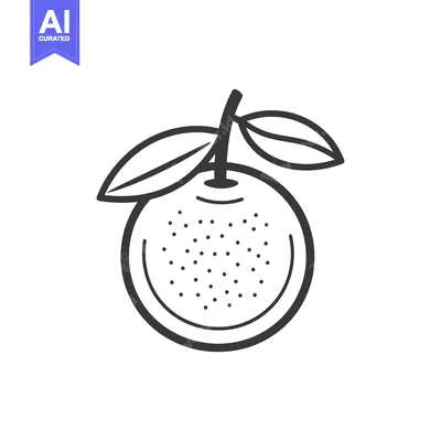 Aset premium populer: Simple monochrome illustration depicting a whole orange fruit with lea