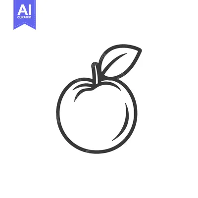 Premium design asset: A simple black and white line drawing of a single fruit