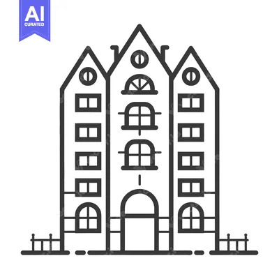 Premium design asset: A Line Drawing Depicting a Multi Story Building