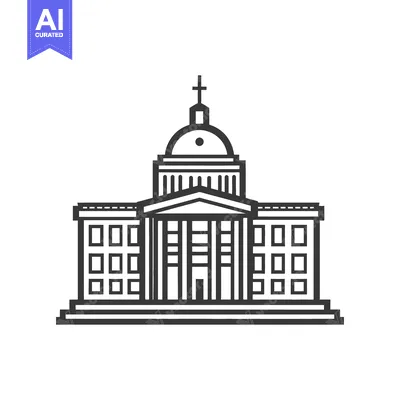 Aset desain premium: An architectural illustration of a grand government building with a do