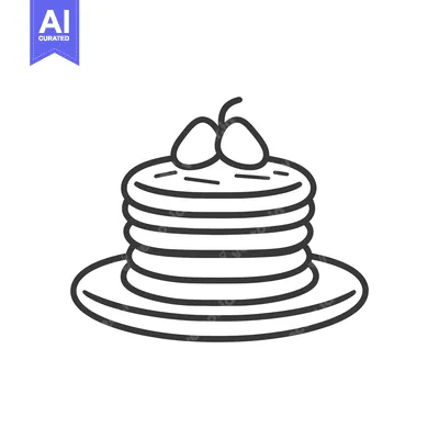 Premium design asset: Stacked pancakes topped with fruit resting on a plate