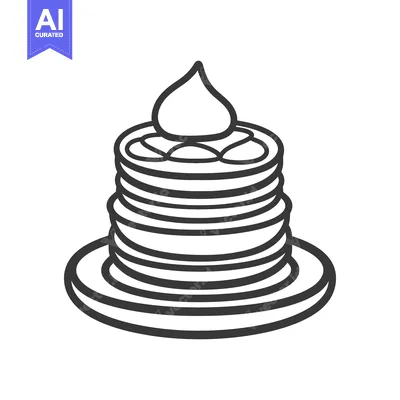 Aset desain premium: A stack of pancakes topped with whipped cream displayed on a plate