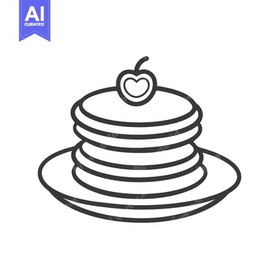 Aset premium populer: A stack of pancakes topped with a cherry on a plate