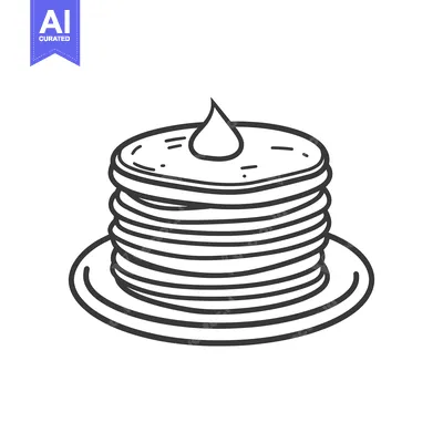 Aset premium populer: A stack of pancakes on a plate with a dollop of butter