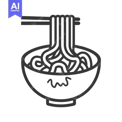 Premium design asset: Monochrome Illustration Of Noodles Being Lifted Out Of A Bowl