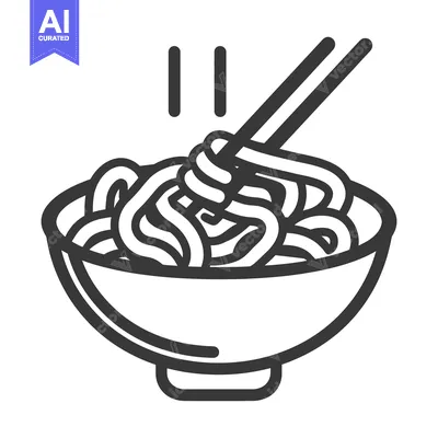 Aset desain premium: A bowl of noodles with chopsticks and steam rising above