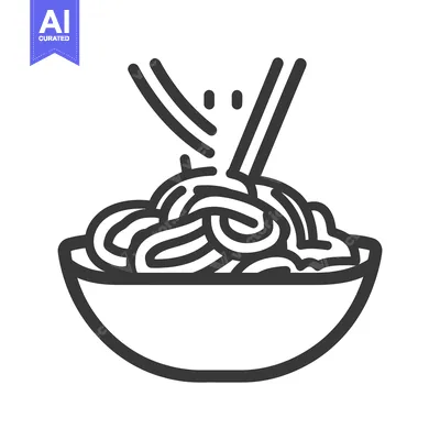 Premium design asset: Illustration of noodles being picked up from a bowl with chopsticks