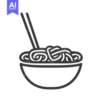 Aset desain premium: A bowl of noodles and chopsticks ready to be consumed
