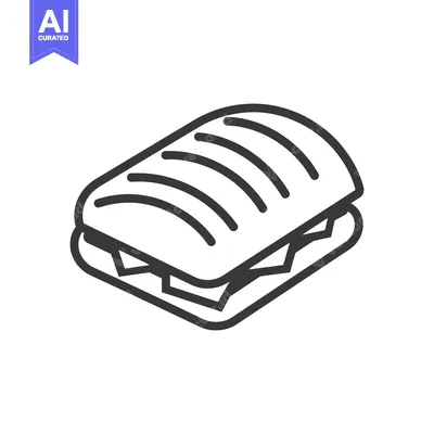 Aset premium populer: A simple black and white isometric illustration of a sandwich